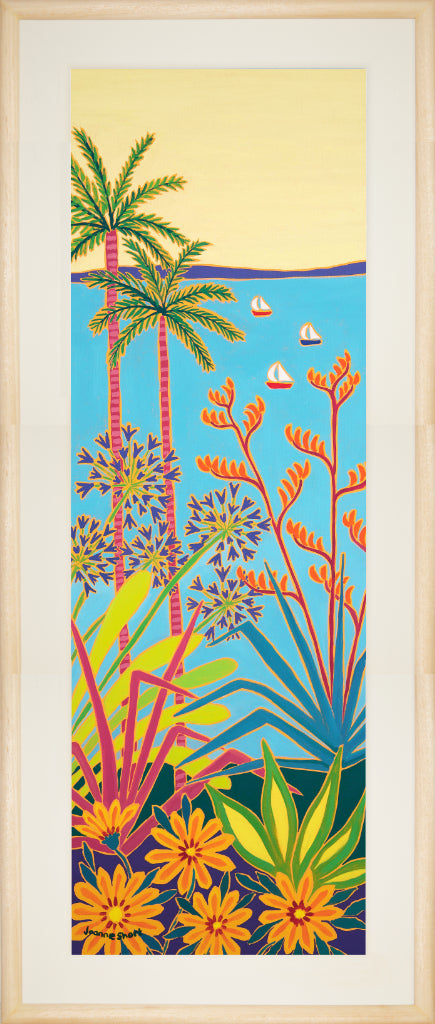 Framed painting by Cornish artist Joanne Short of the Tresco Abbey Gardens.