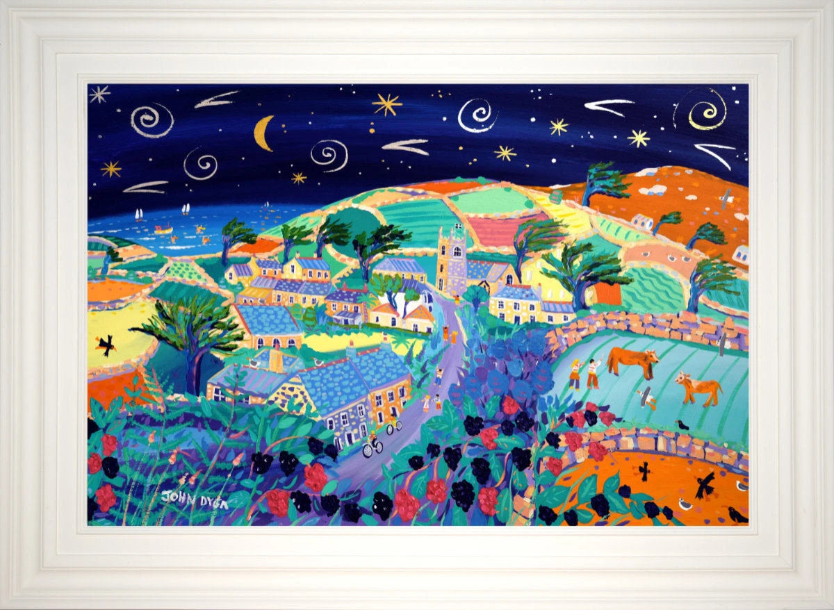 'Magical Night, Zennor'. 24x36 inches original art acrylic on board. Paintings of Cornwall. Cornish Art by John Dyer from our Cornwall Art Gallery John Dyer