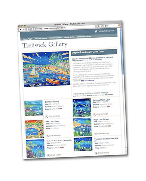 National Trust Trelissick Gallery launch Art Gallery Web site with John Dyer Exhibition