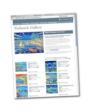 National Trust Trelissick Gallery launch Art Gallery Web site with John Dyer Exhibition John Dyer Gallery