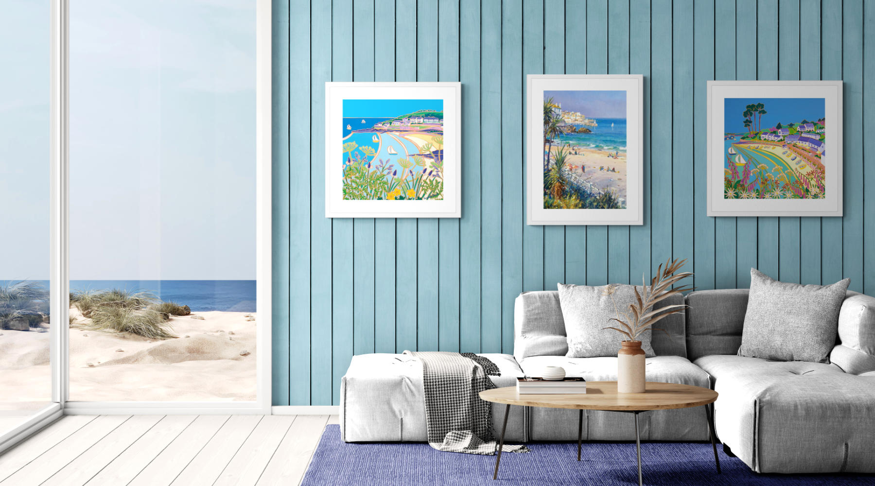 Online Art Print Shop - Beach House Art room with Cornish art prints