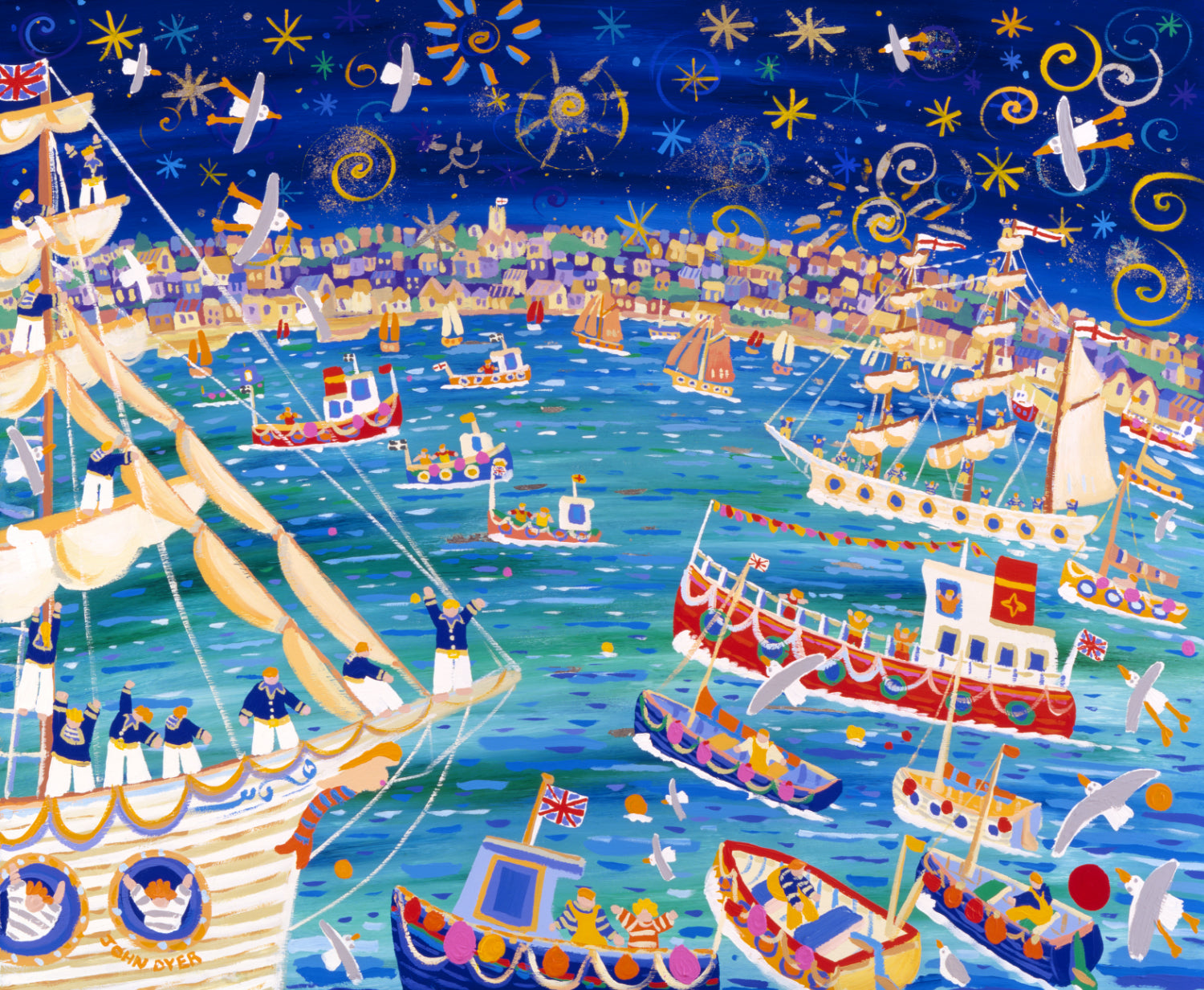 John Dyer, artist in residence for Cutty Sark Falmouth Tall Ships Races 1998