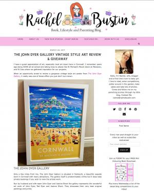 The Rachel Bustin Lifestyle blog features review of  John Dyer art poster print
