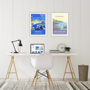 Wall art ideas for your Home Office. Boost productivity and wellbeing during the pandemic lockdown with Cornish art