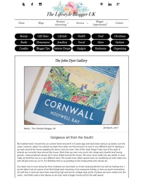 Fabulous review of John Dyer's Art Poster of Holywell Bay by The Lifestyle Blogger UK John Dyer Gallery