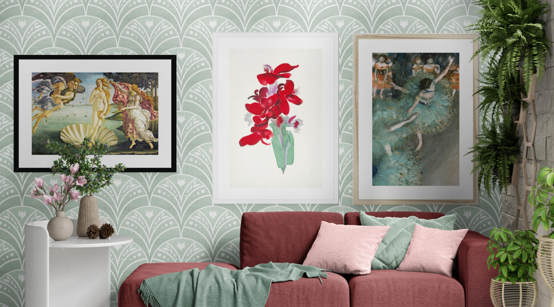 Top Famous Paintings art prints displayed in an interior setting