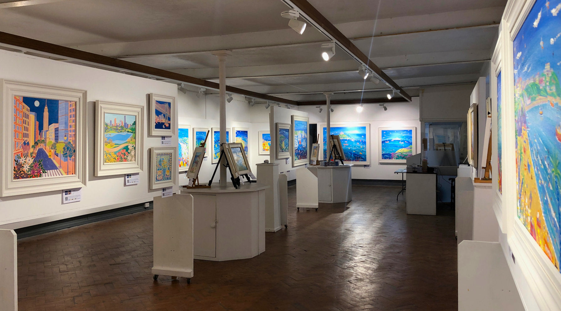 A John Dyer Gallery exhibition on display in the Crypt Gallery, St Ives Society of Artists