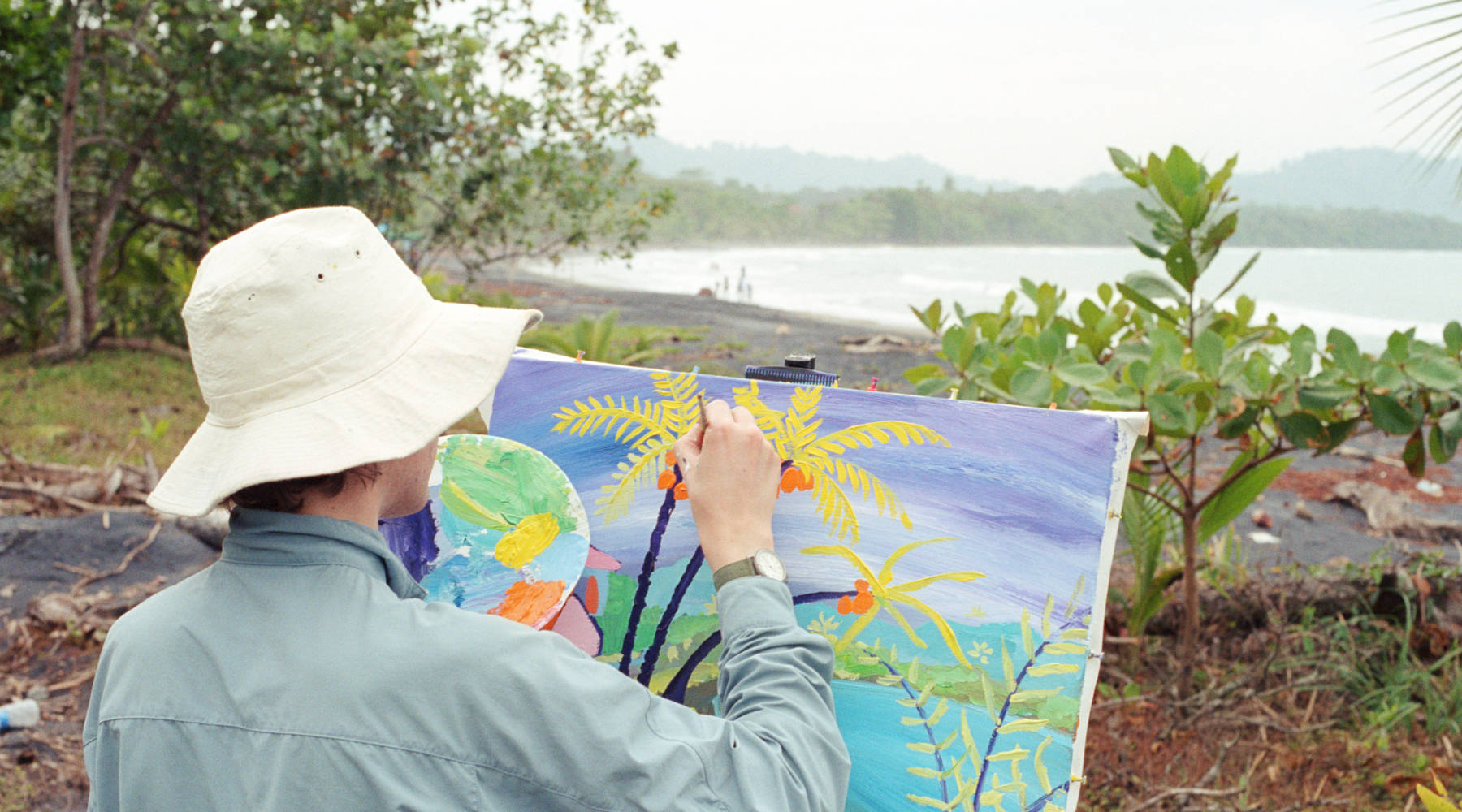 John Dyer painting the caribbean coast of Costa Rica