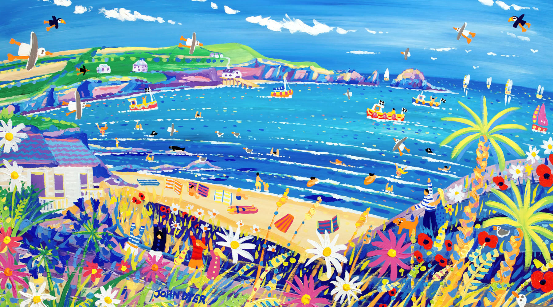 Mother Ivey's Bay painting by Cornish artist John Dyer