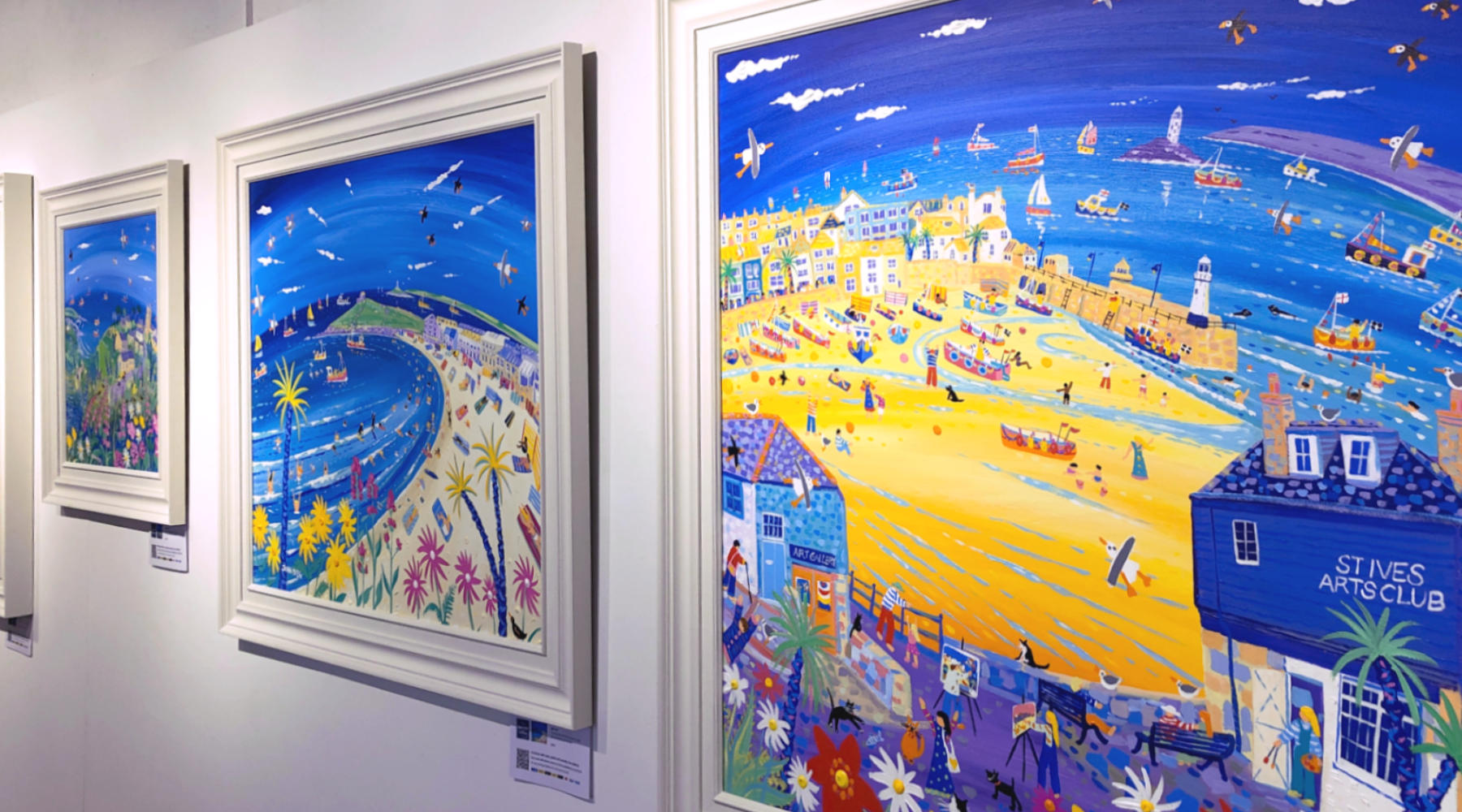 Original paintings by John Dyer displayed in a John Dyer Gallery exhibition in St Ives in Cornwall that are available to purchase online