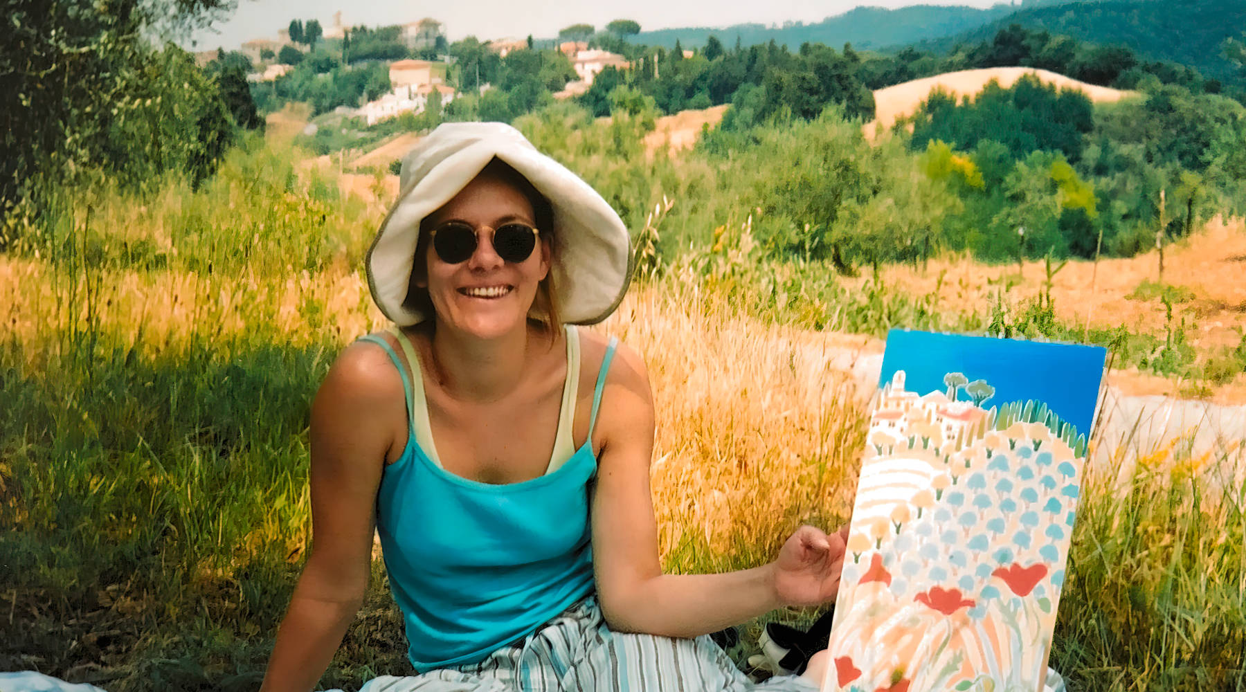 Artist Joanne Short painting in Tuscany, Italy