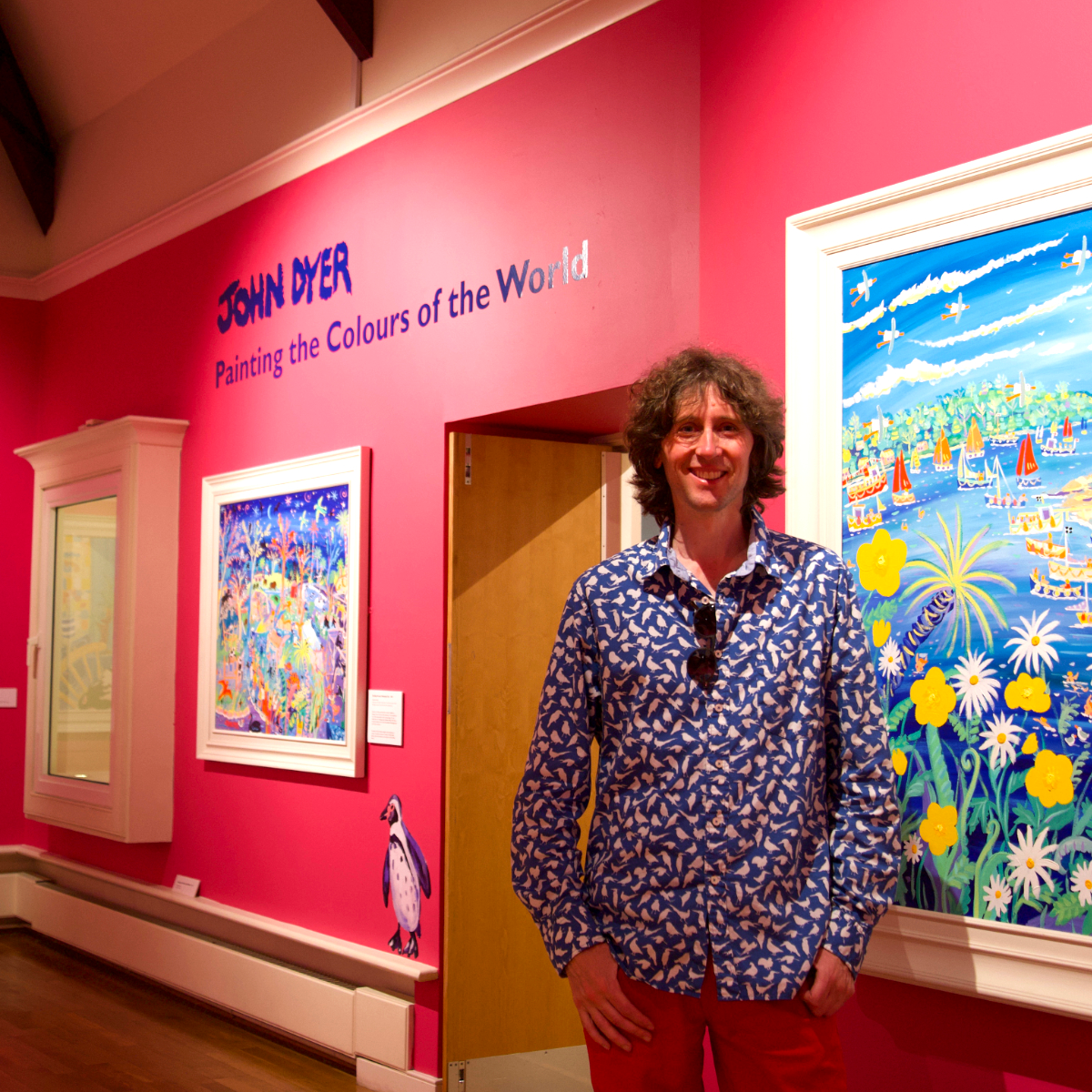 Cornwall's best loved artist, John Dyer, pictured at his 50th birthday retrospective exhibition in Falmouth Art Gallery in Cornwall
