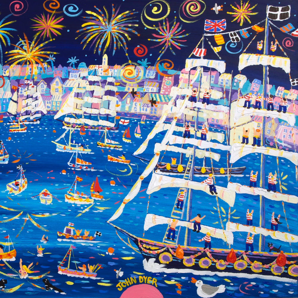 John Dyer painting of the Falmouth Tall Ships Regatta