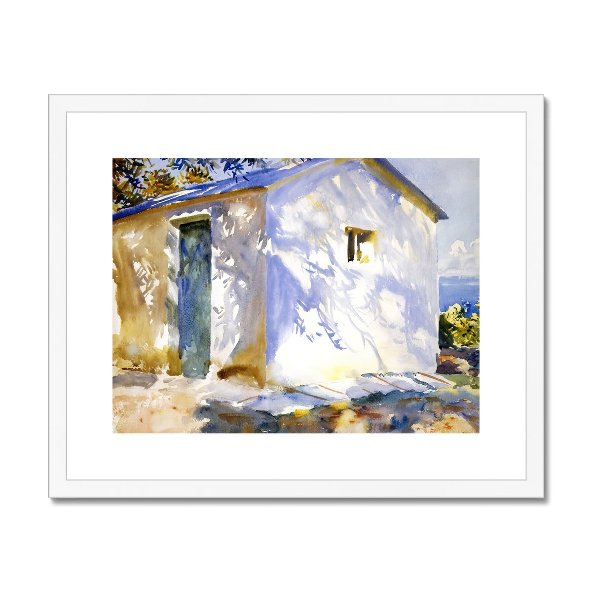 Corfu, Lights and Shadows by John Singer Sargent (1909). Greece Artwork Framed Open Edition Art Print. Greek Art Gallery Historic Art Print