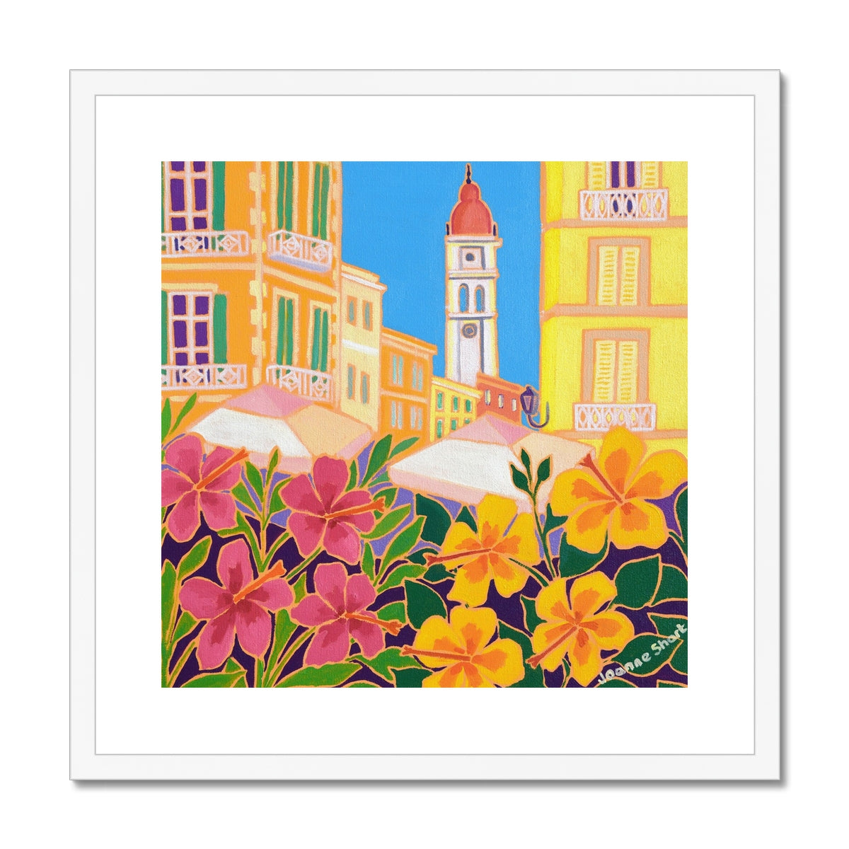 Joanne Short Greece Artwork. Framed Open Edition Art Print. &#39;Warm Colours, Saint Spyridon, Corfu Town Greece&#39; Greek Art Gallery