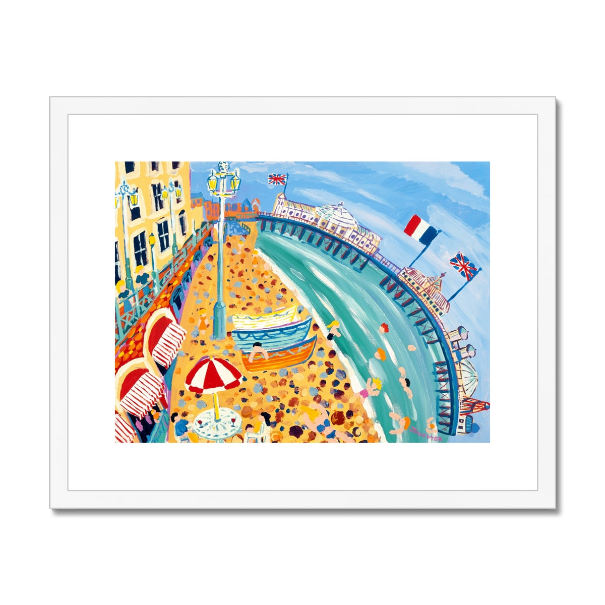 John Dyer Framed Open Edition Seaside Art Print. 'Flags on the Palace Pier, Brighton'