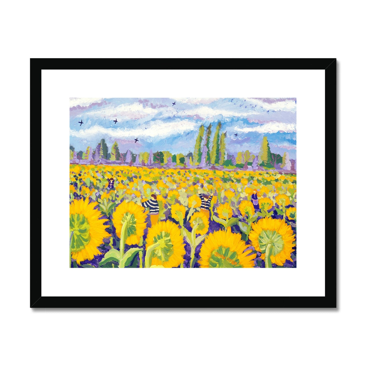 John Dyer Framed Open Edition Sunflower Art Print. &#39;Hide and Seek in the Sunflowers&#39;