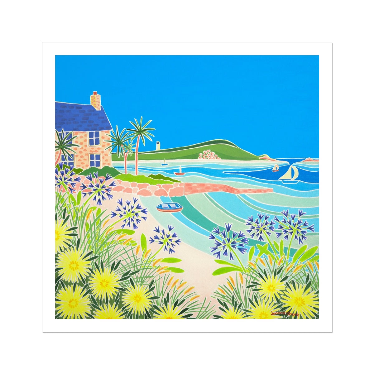 Joanne Short Fine Art Print 'Island Morning, Old Grimsby Beach, Tresco'. Open Edition Art Print of Cornwal