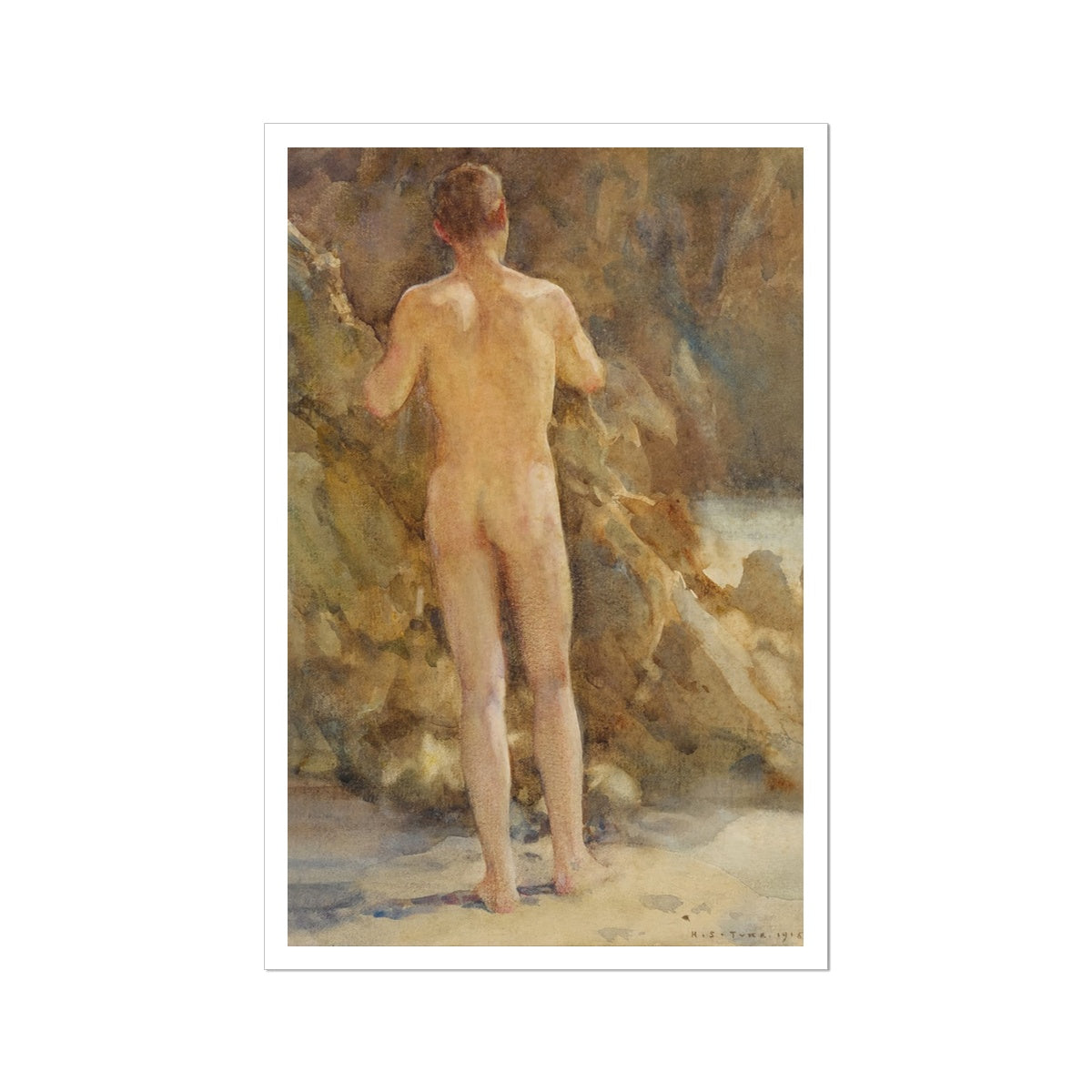 Henry Scott Tuke Open Edition Art Print. Male Nude by the Sea. Art Gallery Historic Art