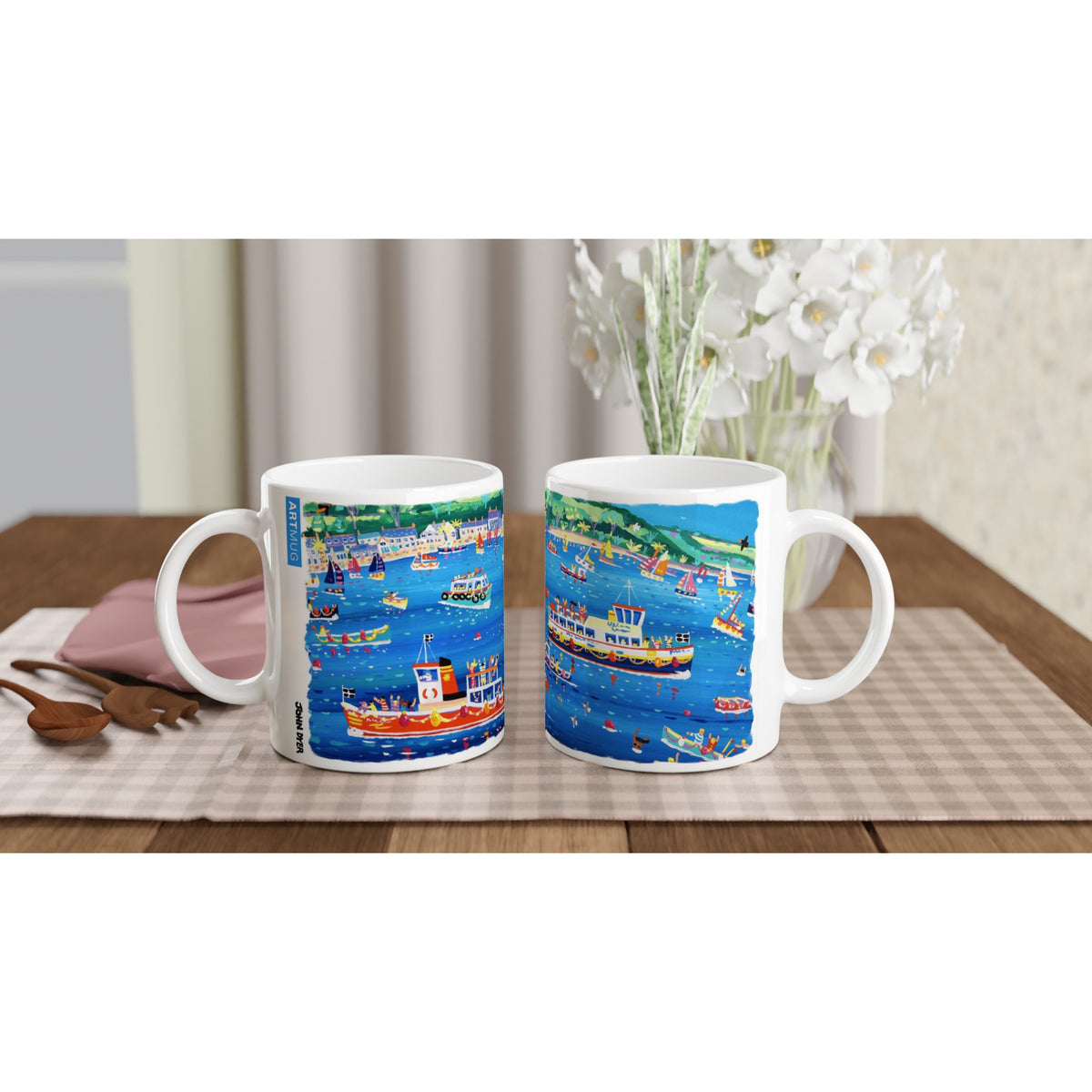 John Dyer Ceramic Cornish Art Mug. Falmouth Ferries