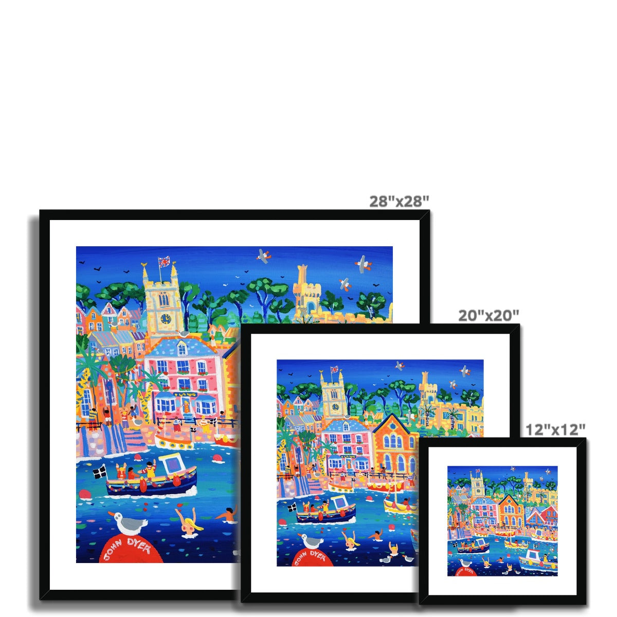John Dyer Framed Open Edition Cornish Art Print. 'A Day out in Fowey'. Cornwall Art Gallery
