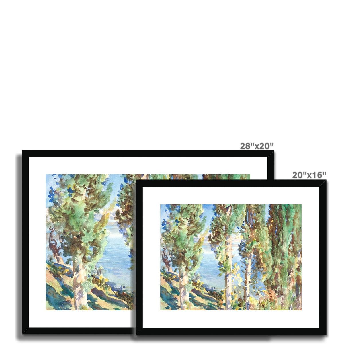 Corfu Cypresses by John Singer Sargent (1909). Greece Artwork Framed Open Edition Art Print. Greek Art Gallery Historic Art Print