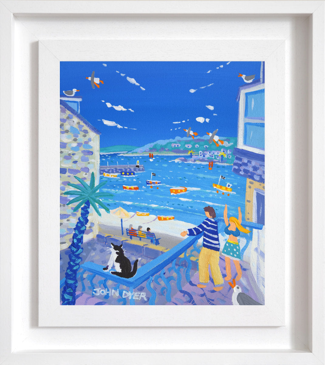 'Seaside Holiday, St Ives', 12x10 inches acrylic on canvas. Painting of Cornwall by Cornish Artist John Dyer