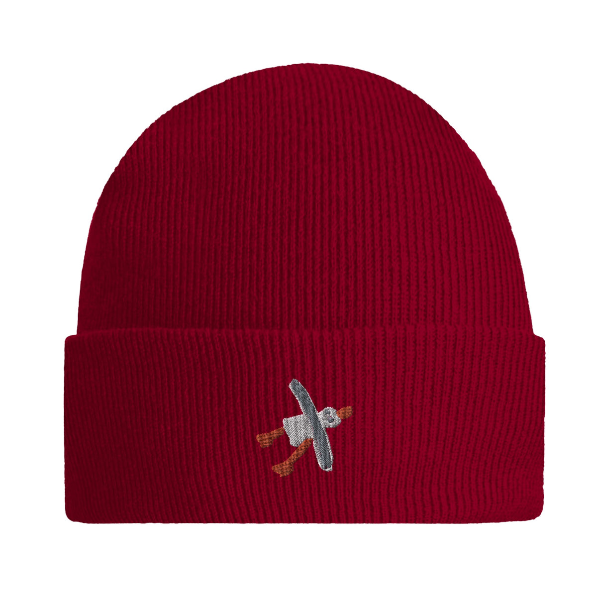 Original Beechfield Cuffed Beanie with John Dyer Embroidered Cornish Seagull - deep red