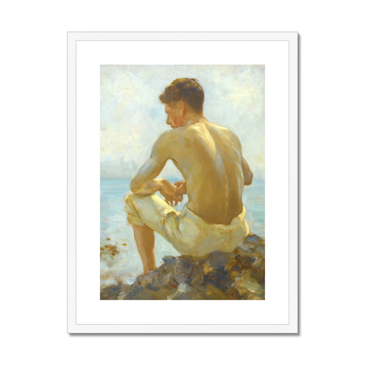 A Young Sailor by Henry Scott Tuke. Framed Open Edition Fine Art Print. Historic Art