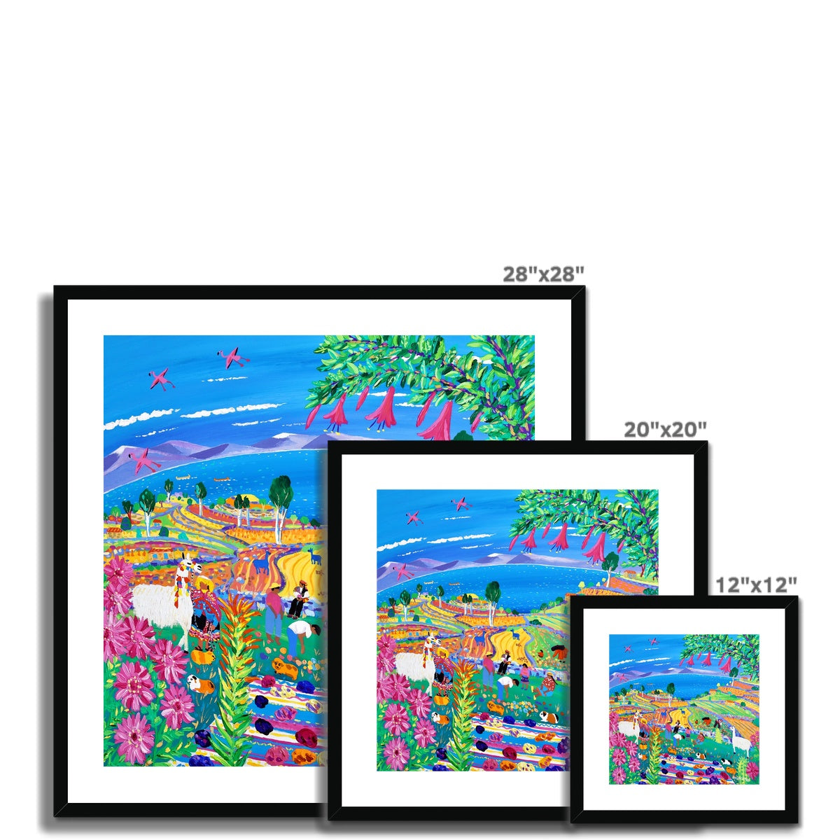 John Dyer Framed Open Edition Peruvian Art Print. 'Colourful Potato Fiesta on Taquile Island, Peru.