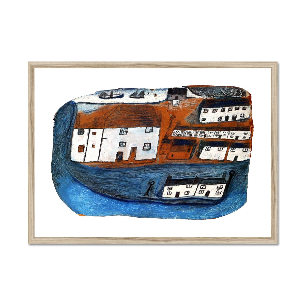 Alfred Wallis Framed Open Edition Cornish Art Print. &#39;St Ives&#39;. St Ives Cornwall Art Gallery Historic Art