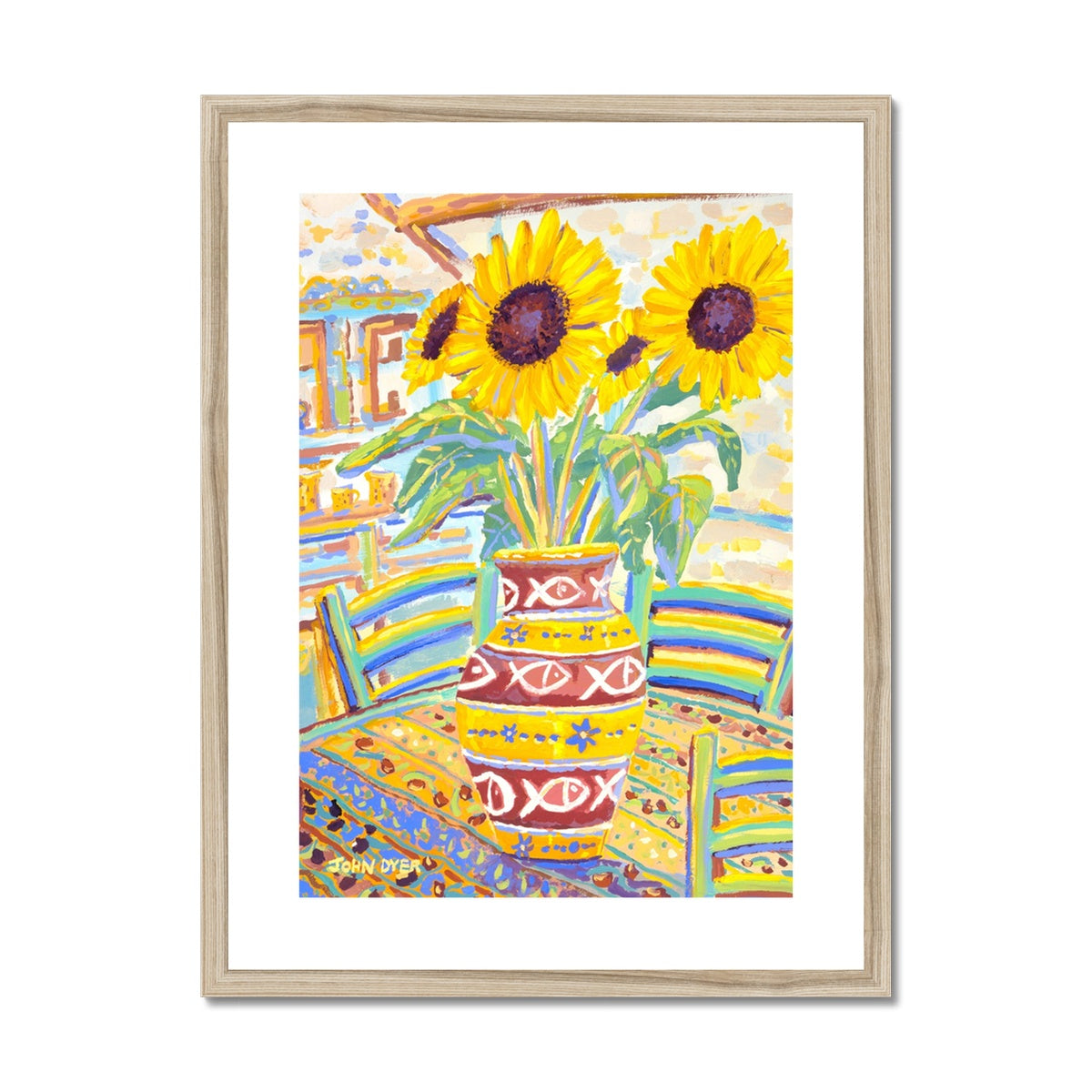 John Dyer Framed Open Edition French Sunflower Art Print. &#39;Flowers Full of Sunshine&#39;