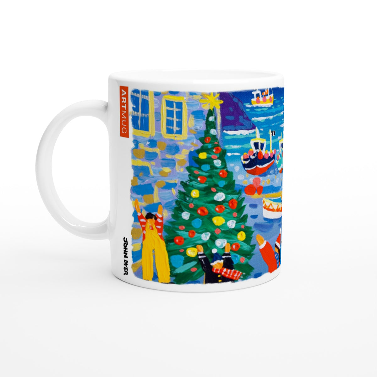 John Dyer Ceramic Cornish Art Mug. Cadgwith Christmas