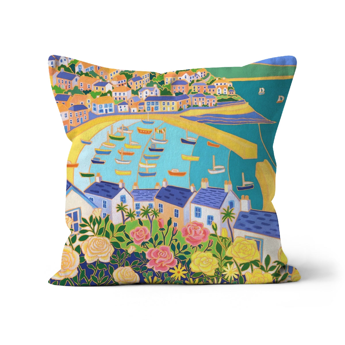 Cottage Rose Garden, Mousehole Cushion by Joanne Short