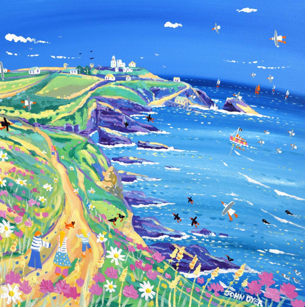 Signed print of the Lizard Point Lighthouse in Cornwall by John Dyer
