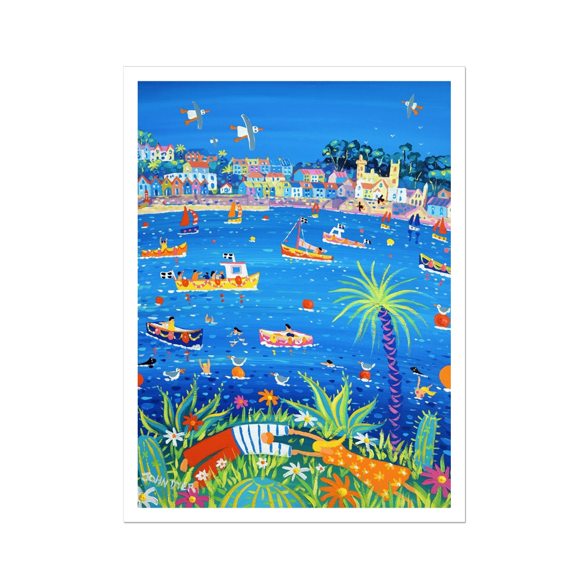 John Dyer Fine Art Print. Open Edition Cornish Art Print. 'Fowey River Lovers'. Cornwall Art Gallery