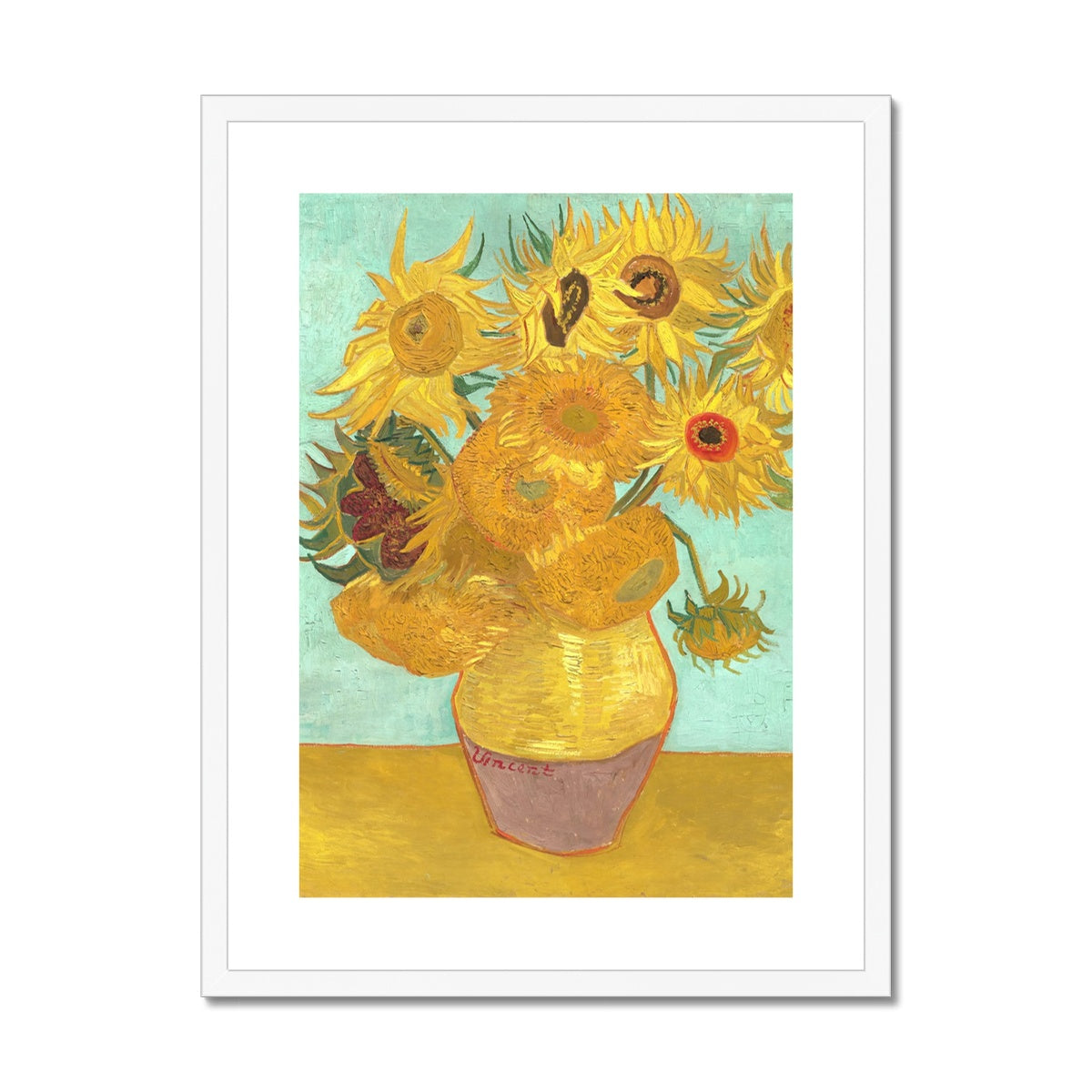 Vincent Van Gogh Framed Open Edition Fine Art Print. 'Sunflowers'. Garden Flowers. Art Gallery Historic Art