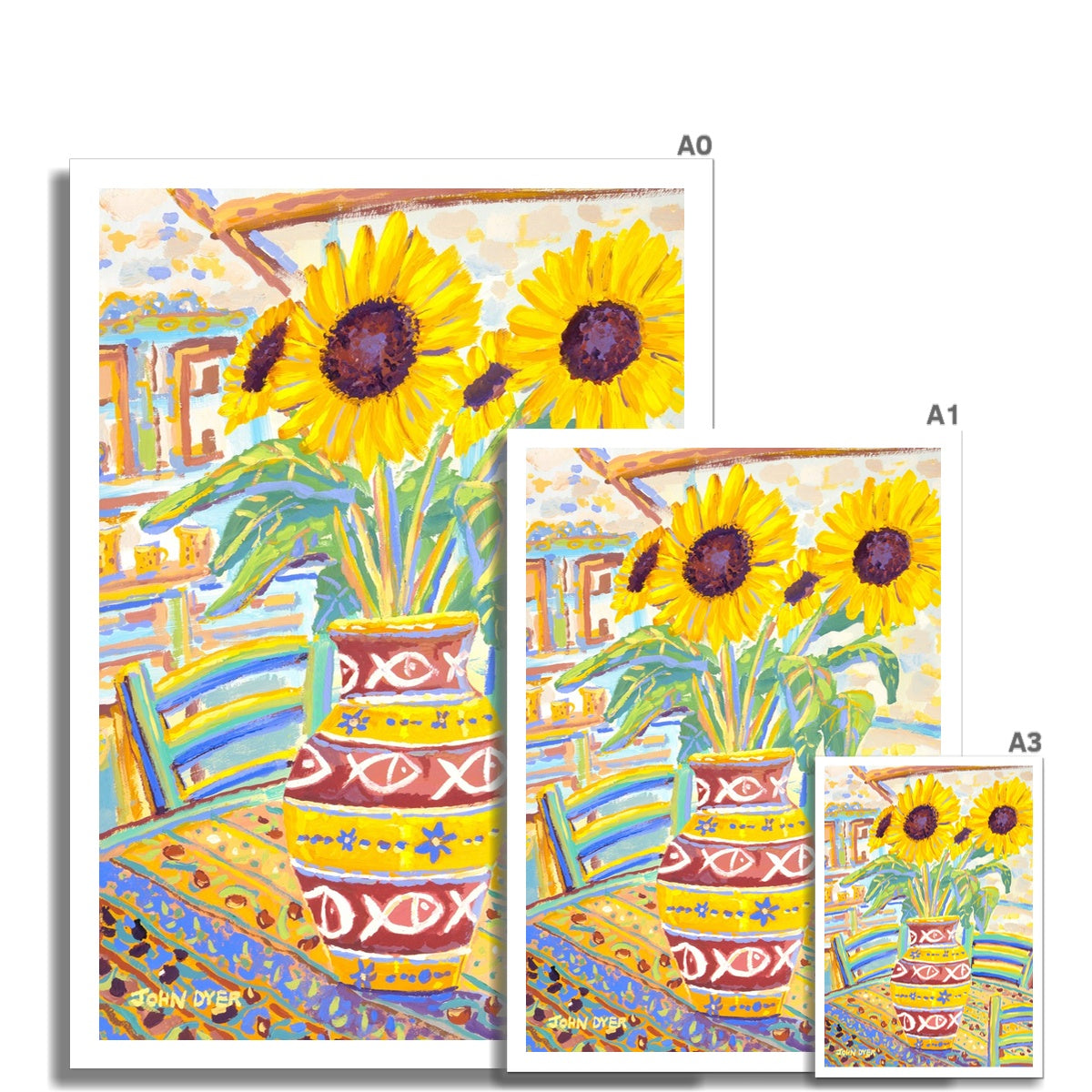 John Dyer Fine Art Print. Open Edition French Art Print. &#39;Flowers Full of Sunshine&#39; Sunflower Still-Life. French Art Gallery