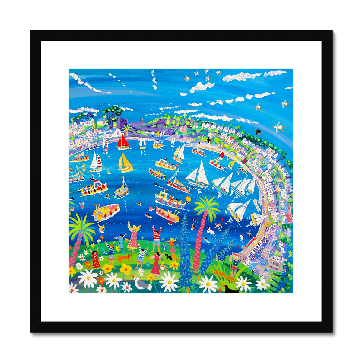 John Dyer Framed Open Edition Cornish Art Print. 'Fowey Fun'. Cornwall Art Gallery
