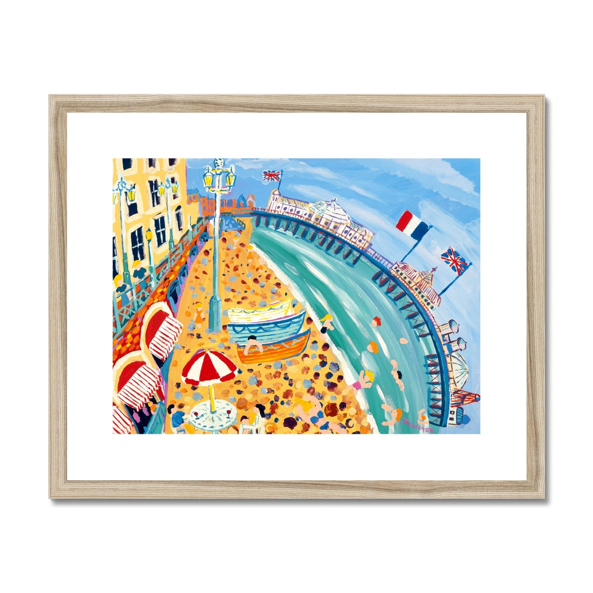John Dyer Framed Open Edition Seaside Art Print. 'Flags on the Palace Pier, Brighton'