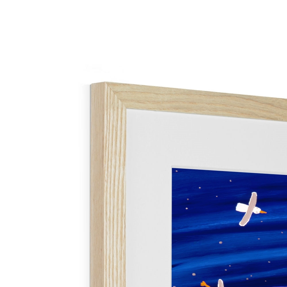 John Dyer Framed Open Edition Cornish Art Print. 'Excitement under the Stars, Mounts Bay Eclipse, Cornwall'.