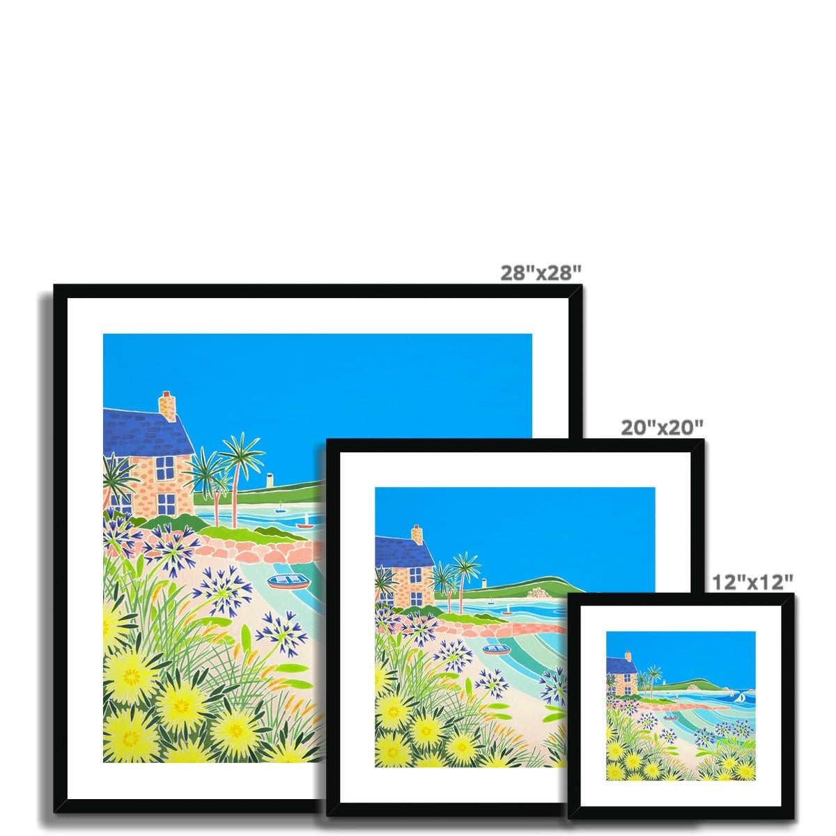 Joanne Short Framed Open Edition Cornish Art Print. 'Island Morning, Old Grimsby, Tresco'.