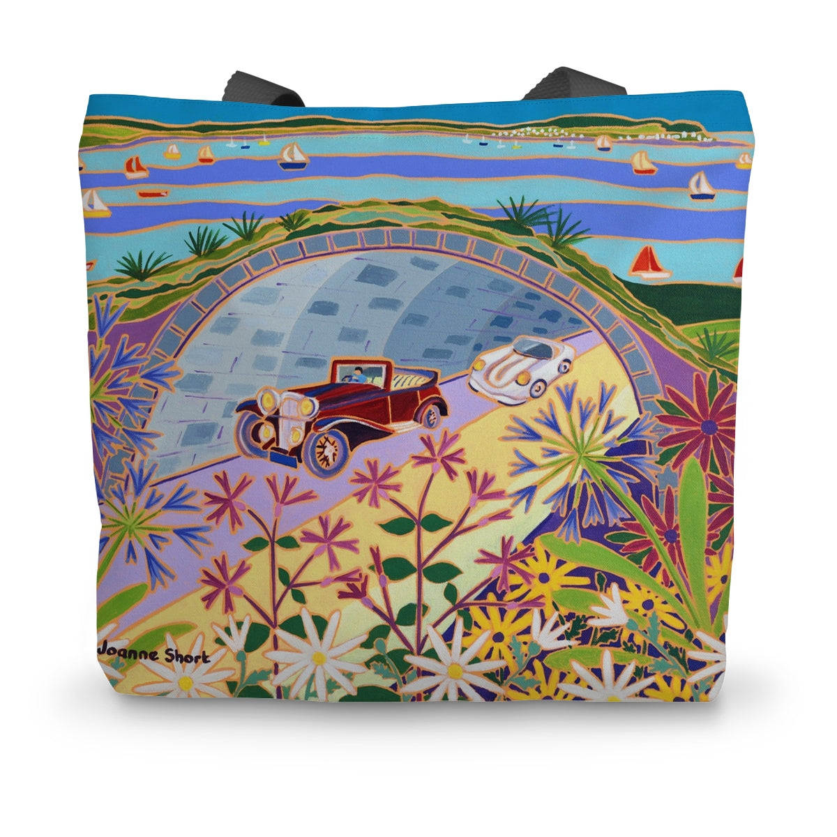 Joanne Short Canvas Tote Bag. Parading through the Pinnock Tunnel, Fowey Classic Car Parade
