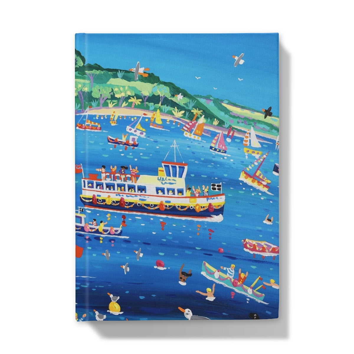 John Dyer Art Hardback Notebook Journal. Blue sky and Ferry Boats, Greenbank, Falmouth