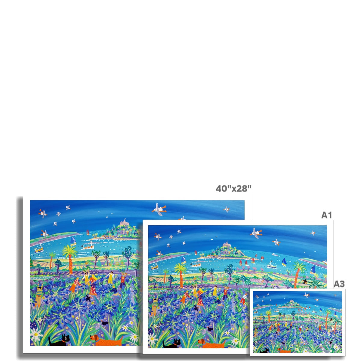 John Dyer Fine Art Print. Open Edition Cornish Art Print. 'Picking the Agapanthus, Mount's Bay'.
