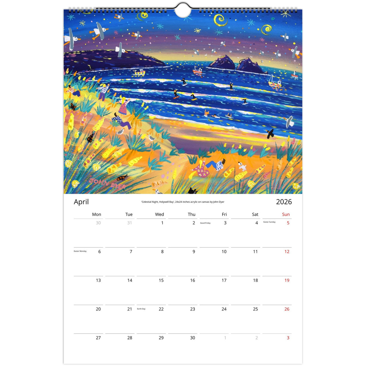 John Dyer 2026 11 x 16.5 inch Cornwall Wall Calendar (USA & CANADA)
