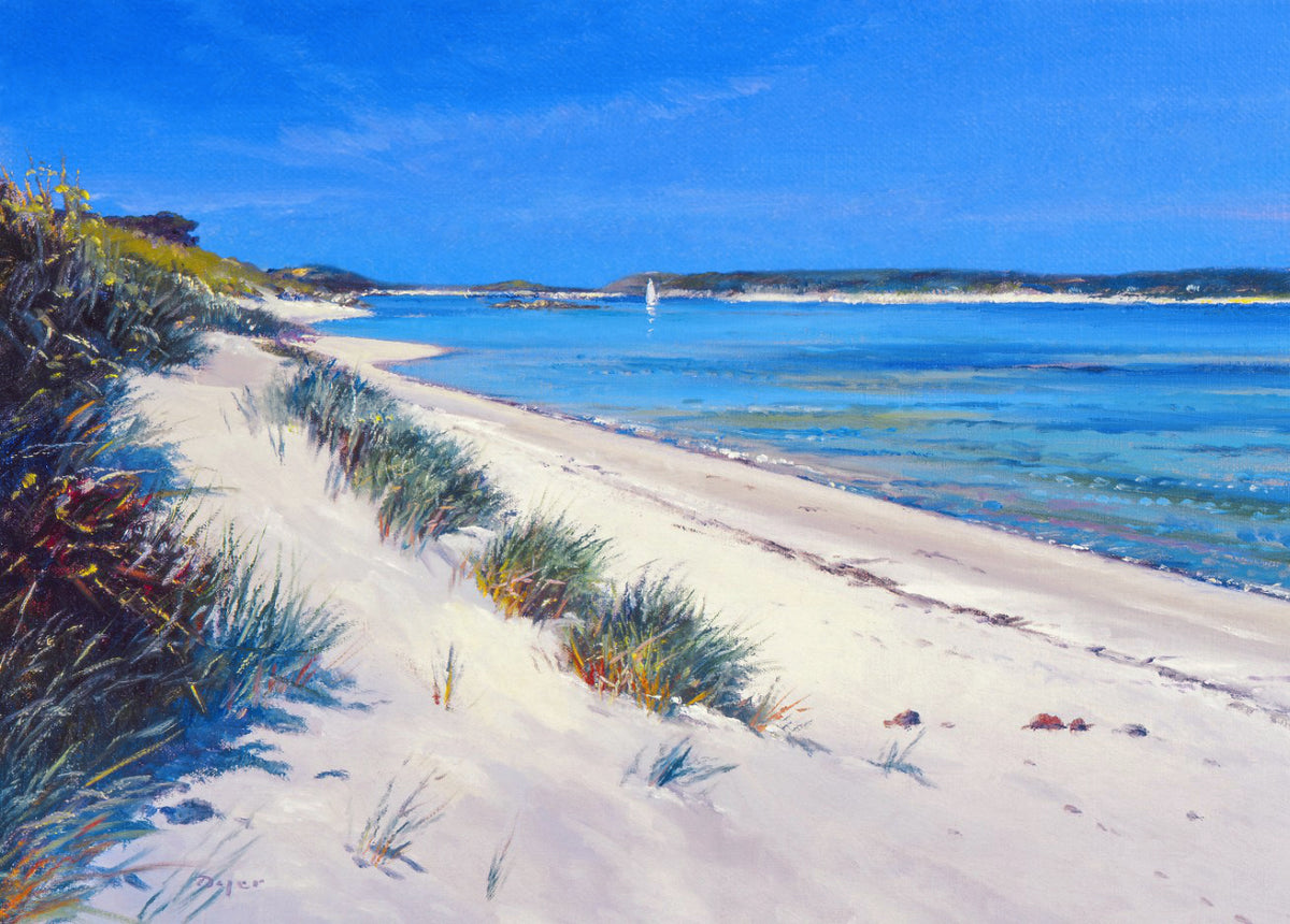Signed Limited Edition Print. Dunes, Sand and Sea, Tresco. By Ted Dyer