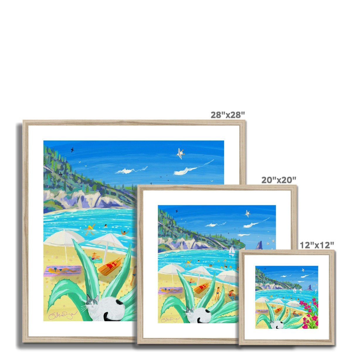 John Dyer Greece Artwork. Framed Open Edition Art Print. &#39;Beachside Bliss in Corfu, Greece&#39;. Greek Art Gallery