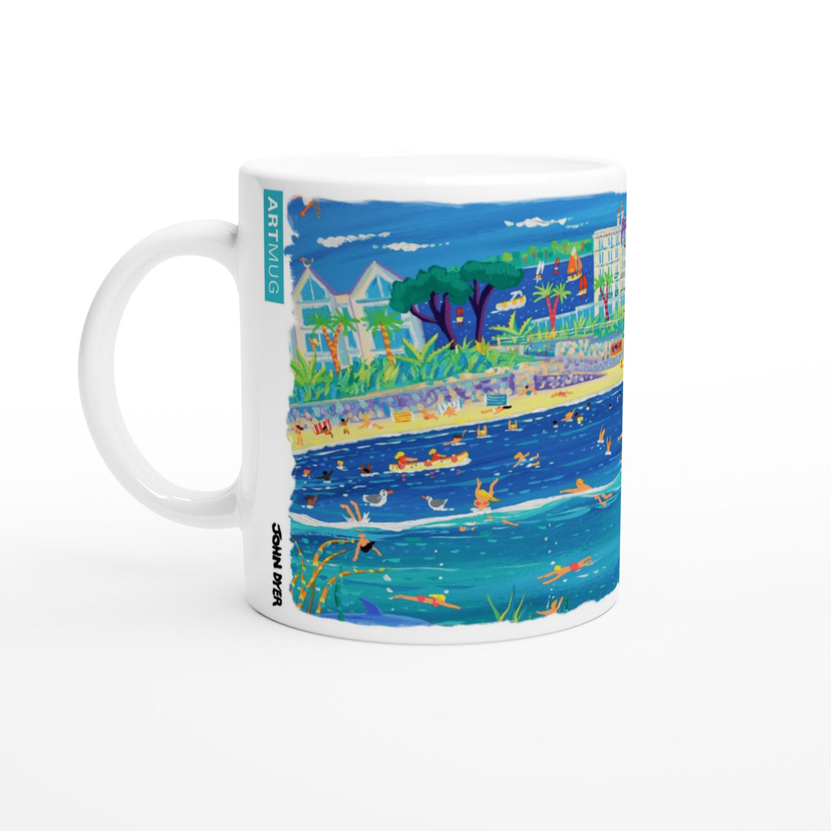 John Dyer Ceramic Cornish Art Mug. Castle Beach Falmouth, Cornwall