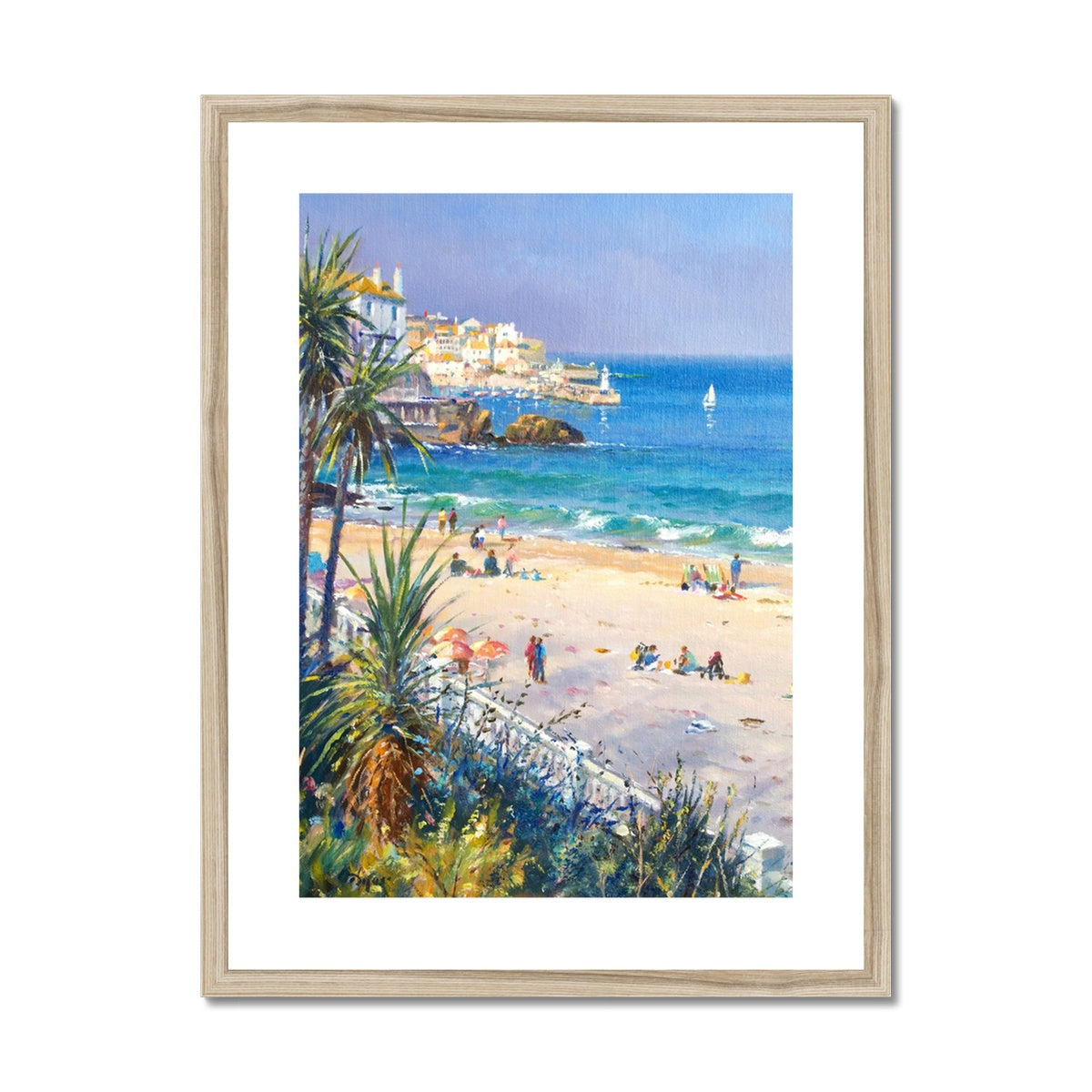 Ted Dyer Framed Open Edition Cornish Fine Art Print. &#39;Afternoon on the Beach. St Ives&#39;. Cornwall Art Gallery